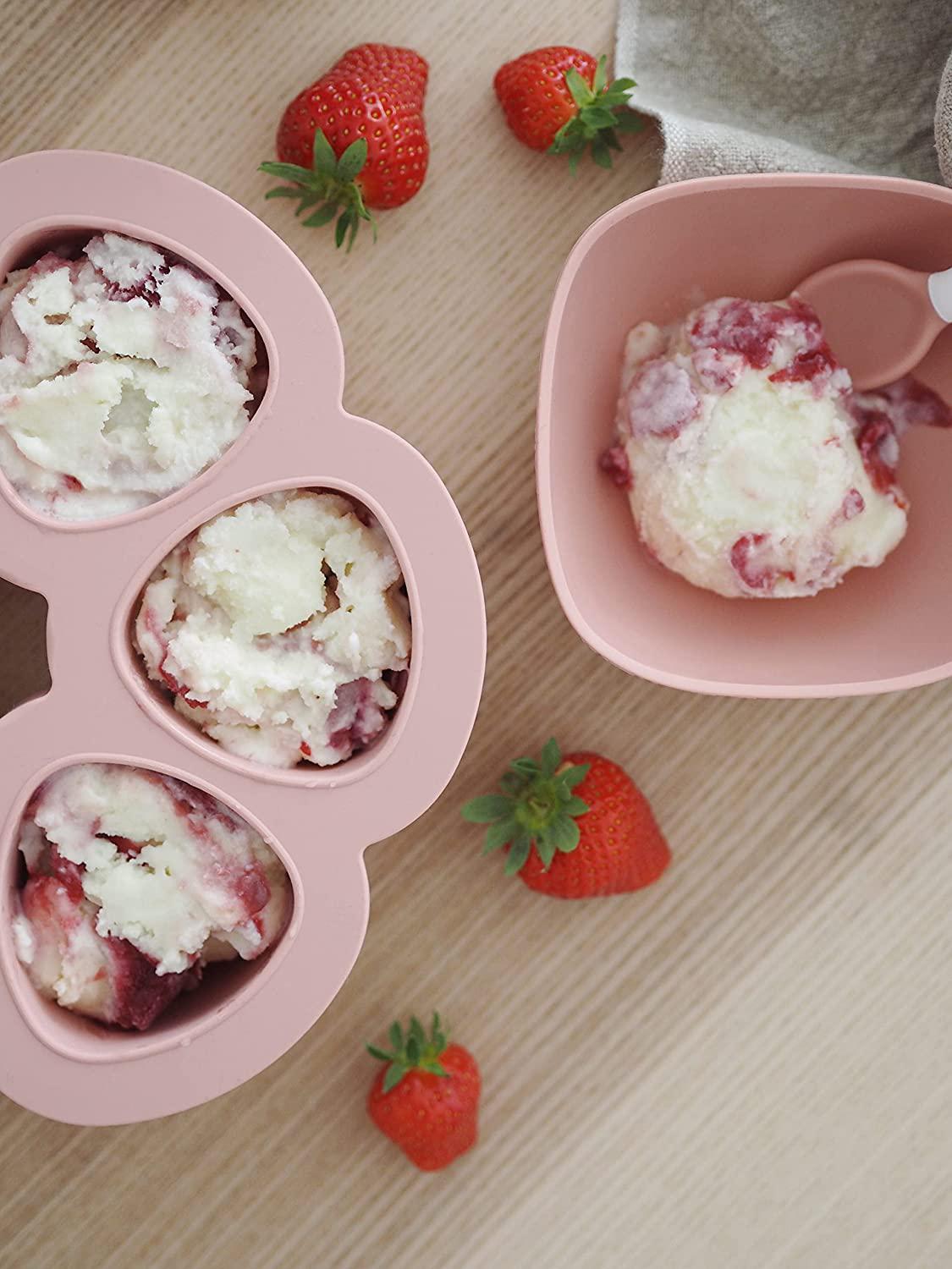 BEABA SILIKONINIS KŪDIKIO MAISTO KONTEINERIS MULTIPORTIONS, (6x90 ML), OLD Rožinis