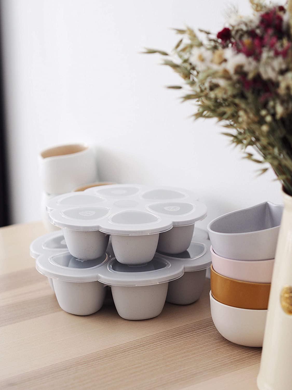 BEABA SILIKONINIS KŪDIKIO MAISTO KONTEINERIS MULTIPORTIONS, XL (6X150 ML), Pilkas
