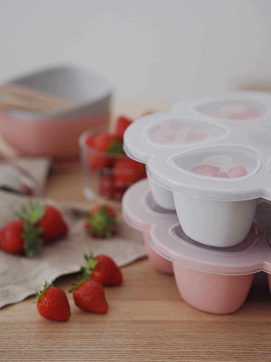 BEABA SILIKONINIS KŪDIKIO MAISTO KONTEINERIS MULTIPORTIONS, XL (6x150 ML), Rožinis