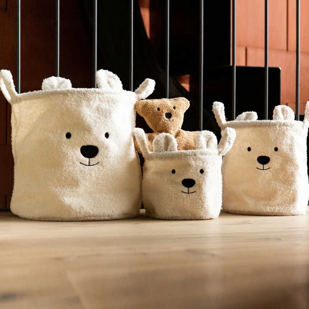 CHILDHOME DAIKTŲ IR ŽAISLŲ LAIKYMO 3 VNT. KREPŠIŲ RINKINYS TEDDY, Baltas
