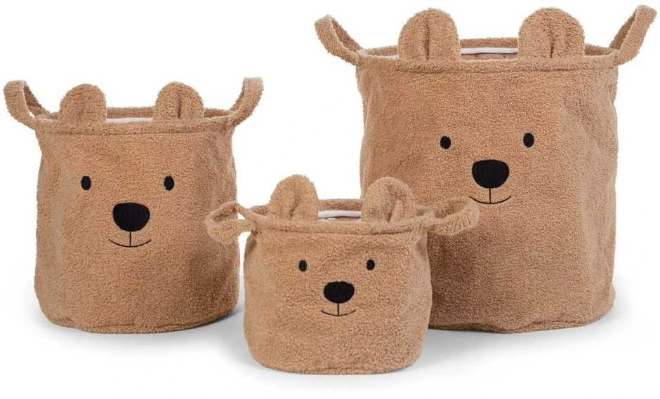 CHILDHOME DAIKTŲ IR ŽAISLŲ LAIKYMO 3 VNT. KREPŠIŲ RINKINYS TEDDY, BEIGE