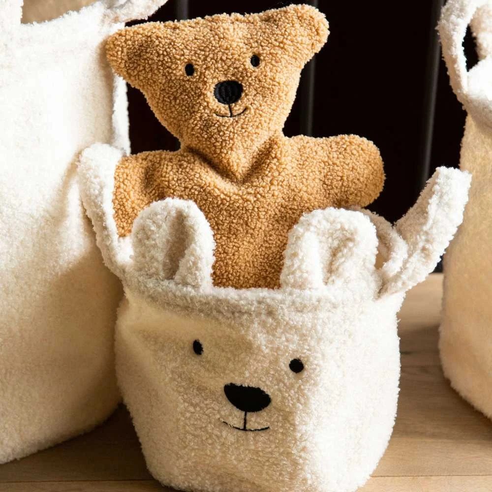 CHILDHOME DAIKTŲ IR ŽAISLŲ LAIKYMO KREPŠYS 25X20X20 CM, TEDDY OFF Baltas