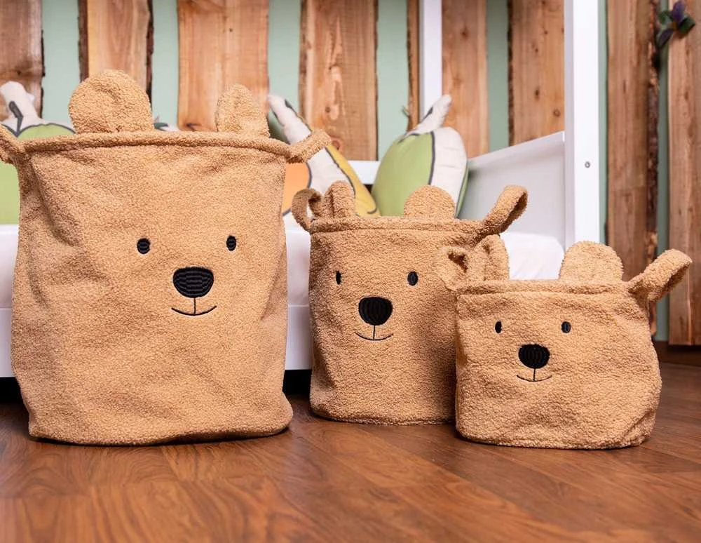 CHILDHOME DAIKTŲ IR ŽAISLŲ LAIKYMO 3 VNT. KREPŠIŲ RINKINYS TEDDY, BEIGE