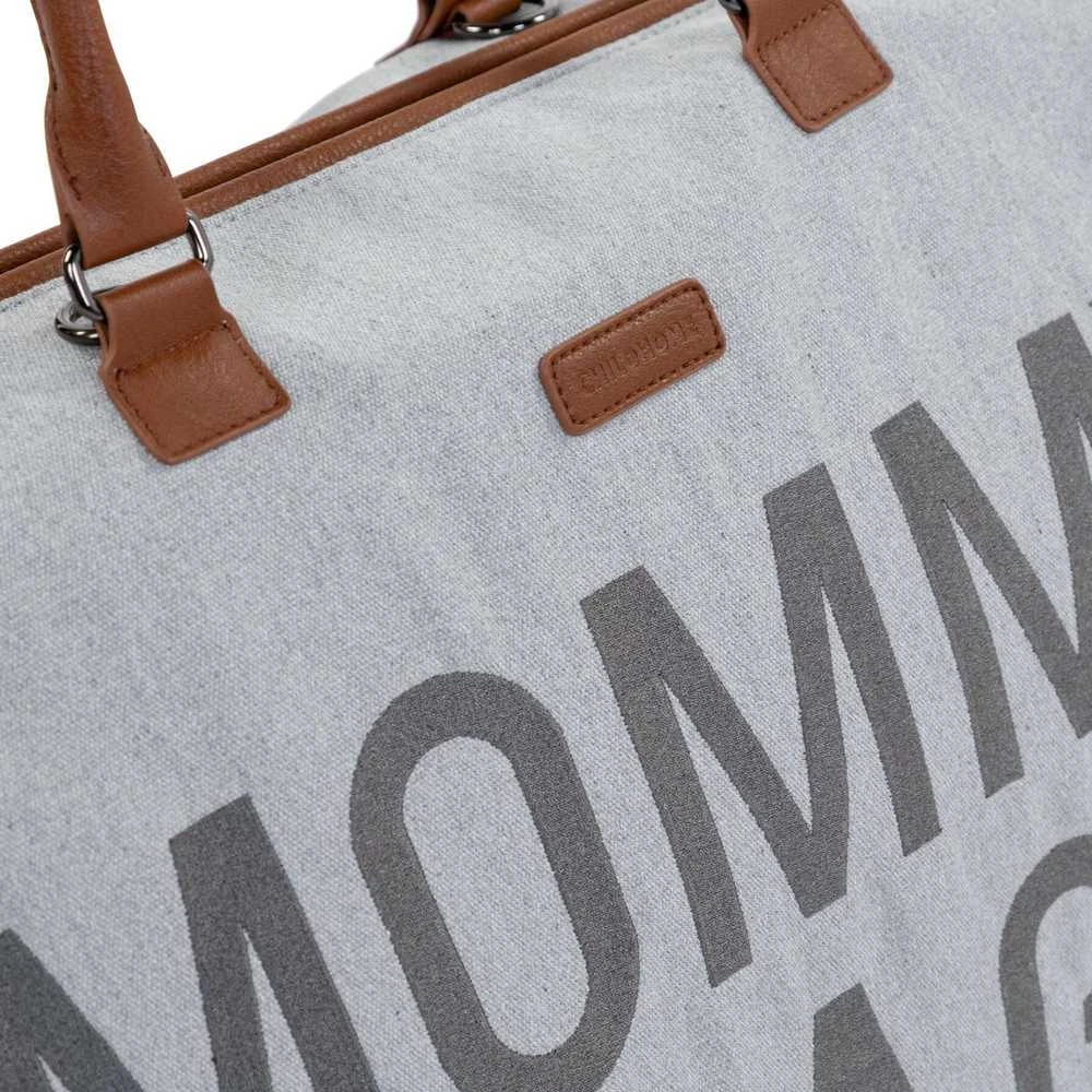 CHILDHOME DIDELIS MAMOS REIKMENŲ KREPŠYS MOMMY BAG, CANVAS - Pilkas