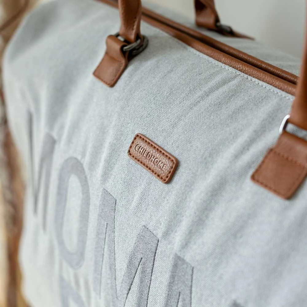 CHILDHOME DIDELIS MAMOS REIKMENŲ KREPŠYS MOMMY BAG, CANVAS - Pilkas