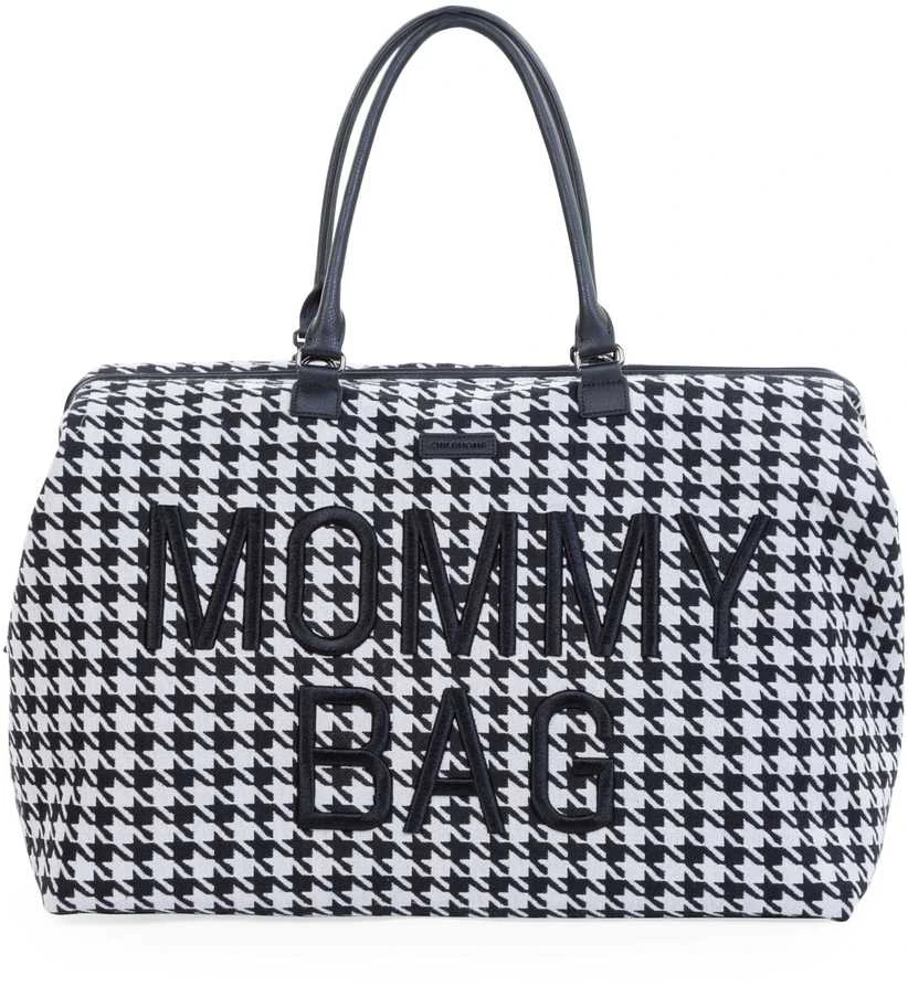 CHILDHOME DIDELIS MAMOS REIKMENŲ KREPŠYS MOMMY BAG, PIED DE POULE, Juodas