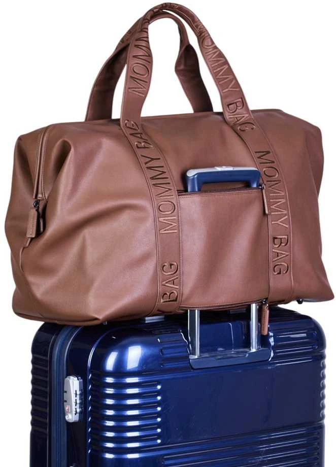 CHILDHOME DIDELIS MAMOS REIKMENŲ KREPŠYS MOMMY BAG, SIGNATURE - VEGAN LEATHER - DARK BROWN