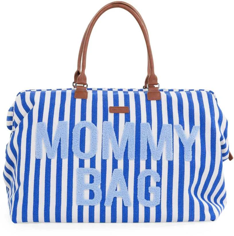 CHILDHOME DIDELIS MAMOS REIKMENŲ KREPŠYS MOMMY BAG, STRIPES - ELECTRIC Mėlynas/LIGHT Mėlynas