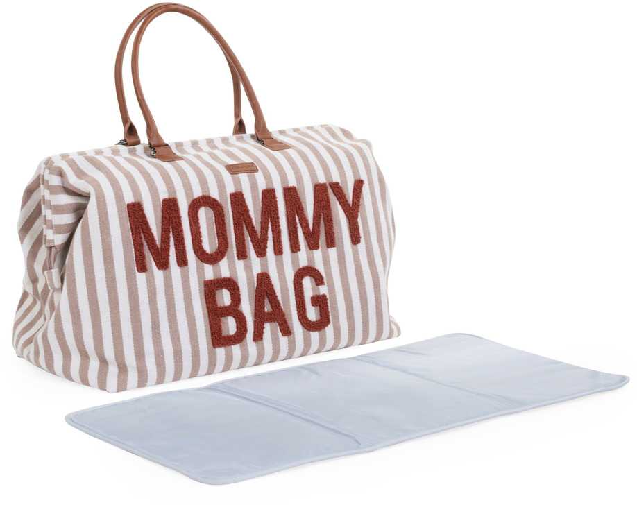 Bez Marki CHILDHOME DIDELIS MAMOS REIKMENŲ KREPŠYS MOMMY BAG, STRIPES - NUDE/TERRACOTTA