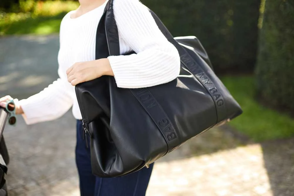 CHILDHOME DIDELIS MAMOS REIKMENŲ KREPŠYS MOMMY BAG, SIGNATURE - VEGAN LEATHER - Juodas