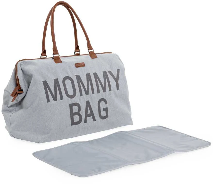 CHILDHOME DIDELIS MAMOS REIKMENŲ KREPŠYS MOMMY BAG, CANVAS - Pilkas
