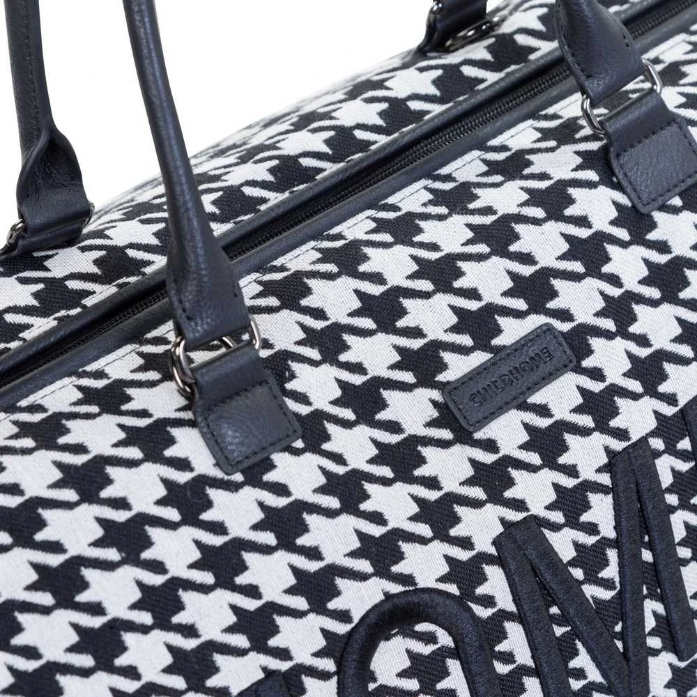 CHILDHOME DIDELIS MAMOS REIKMENŲ KREPŠYS MOMMY BAG, PIED DE POULE, Juodas