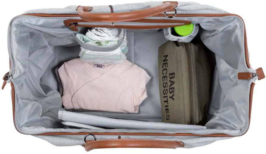 CHILDHOME DIDELIS MAMOS REIKMENŲ KREPŠYS MOMMY BAG, CANVAS - Pilkas
