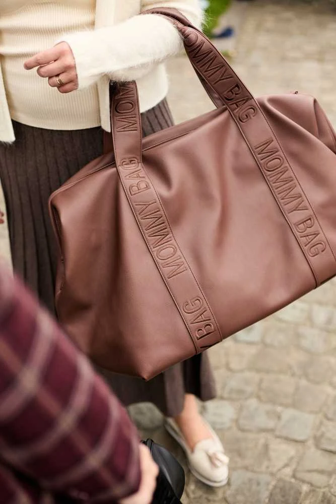 CHILDHOME DIDELIS MAMOS REIKMENŲ KREPŠYS MOMMY BAG, SIGNATURE - VEGAN LEATHER - DARK BROWN