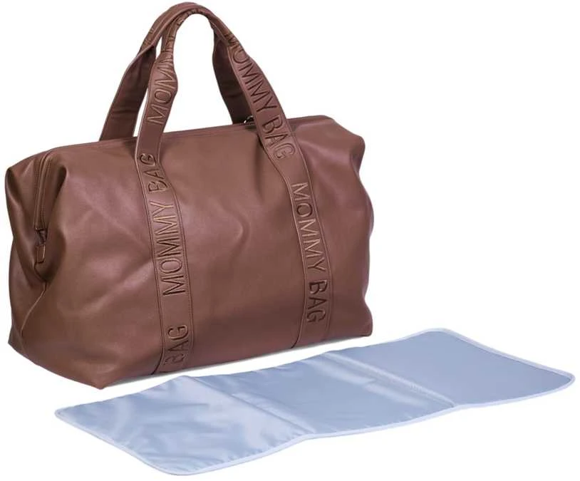 CHILDHOME DIDELIS MAMOS REIKMENŲ KREPŠYS MOMMY BAG, SIGNATURE - VEGAN LEATHER - DARK BROWN
