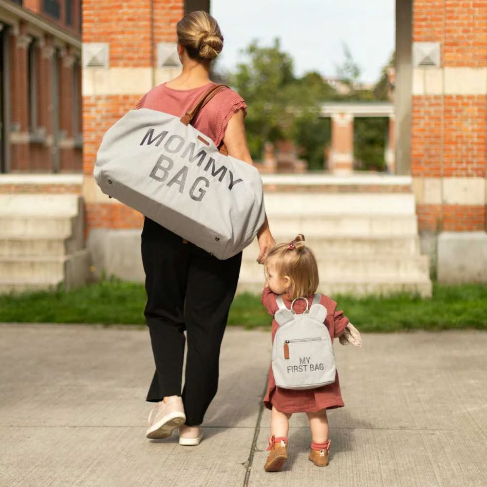 CHILDHOME DIDELIS MAMOS REIKMENŲ KREPŠYS MOMMY BAG, CANVAS - Pilkas