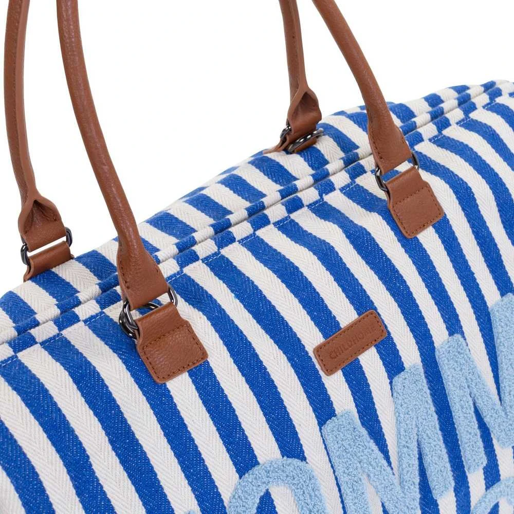 CHILDHOME DIDELIS MAMOS REIKMENŲ KREPŠYS MOMMY BAG, STRIPES - ELECTRIC Mėlynas/LIGHT Mėlynas