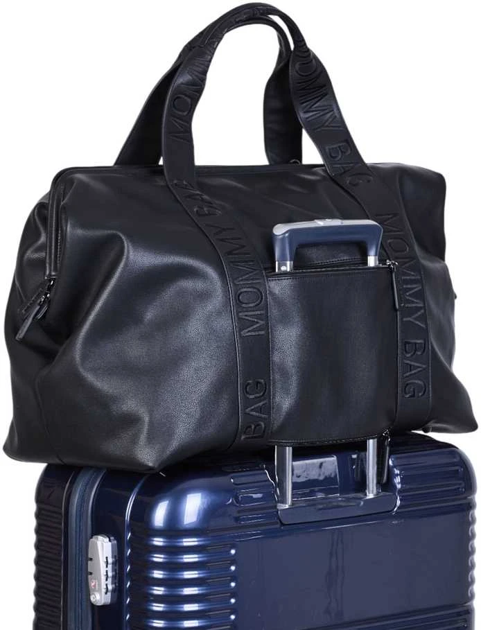 CHILDHOME DIDELIS MAMOS REIKMENŲ KREPŠYS MOMMY BAG, SIGNATURE - VEGAN LEATHER - Juodas
