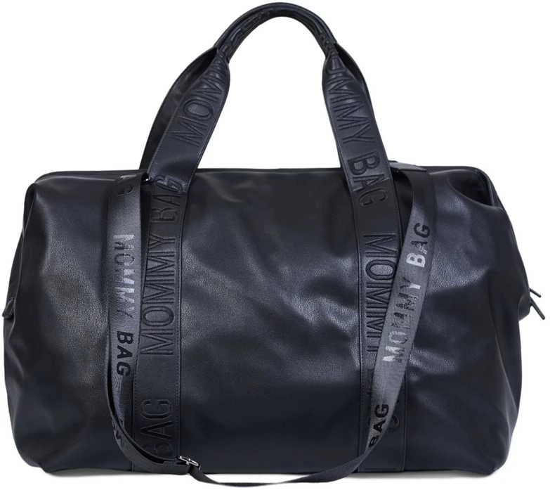 CHILDHOME DIDELIS MAMOS REIKMENŲ KREPŠYS MOMMY BAG, SIGNATURE - VEGAN LEATHER - Juodas