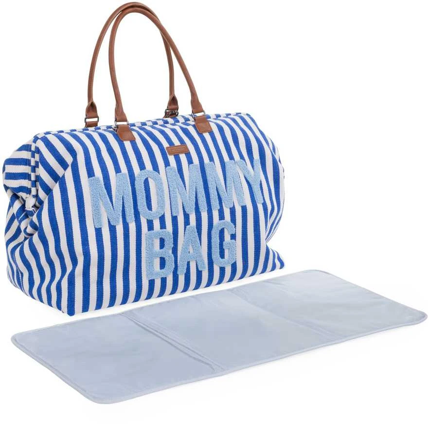 CHILDHOME DIDELIS MAMOS REIKMENŲ KREPŠYS MOMMY BAG, STRIPES - ELECTRIC Mėlynas/LIGHT Mėlynas