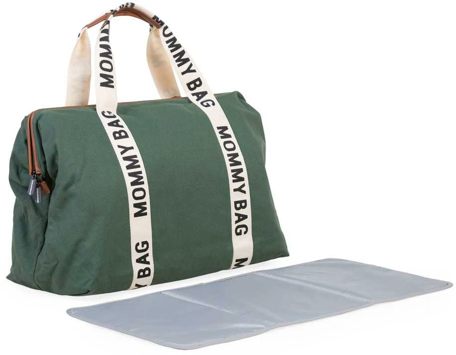 CHILDHOME DIDELIS MAMOS REIKMENŲ KREPŠYS MOMMY BAG SIGNATURE, CANVAS – Žalias