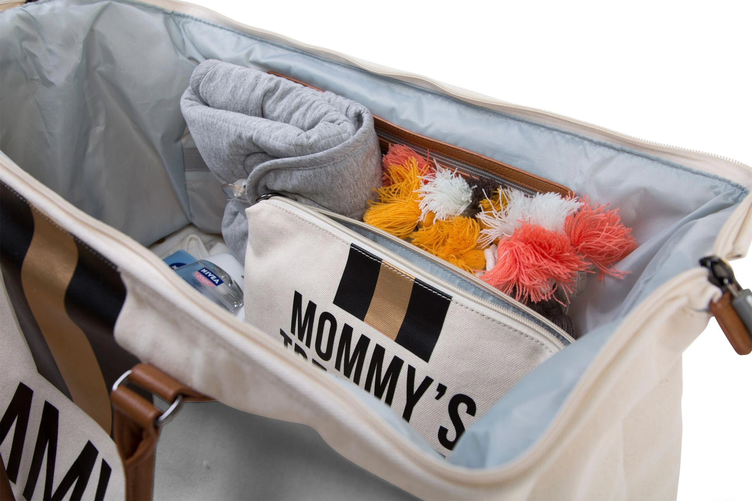 CHILDHOME DIDELIS MAMOS REIKMENŲ KREPŠYS MOMMY BAG, OFF Baltas STRIPES Juodas/GOLD