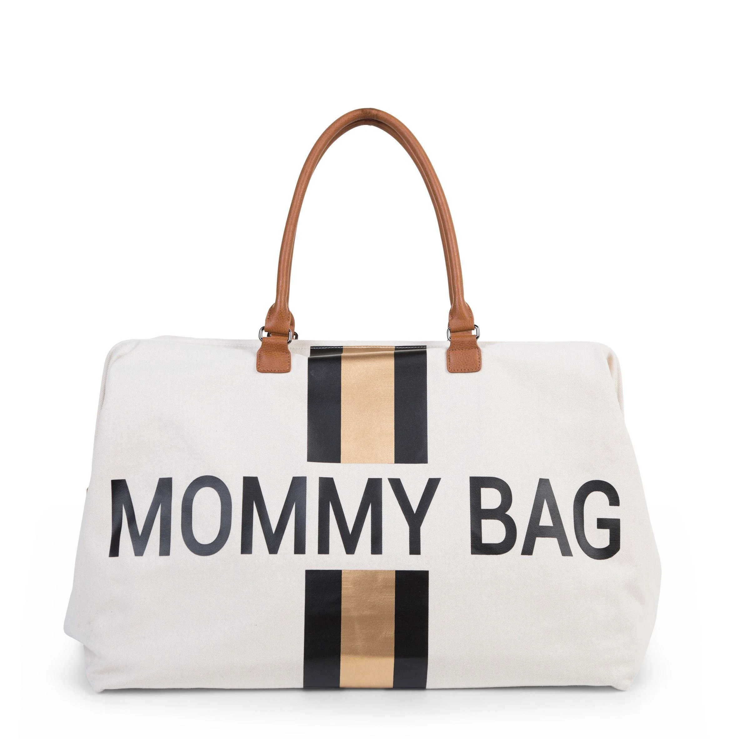 CHILDHOME DIDELIS MAMOS REIKMENŲ KREPŠYS MOMMY BAG, OFF Baltas STRIPES Juodas/GOLD