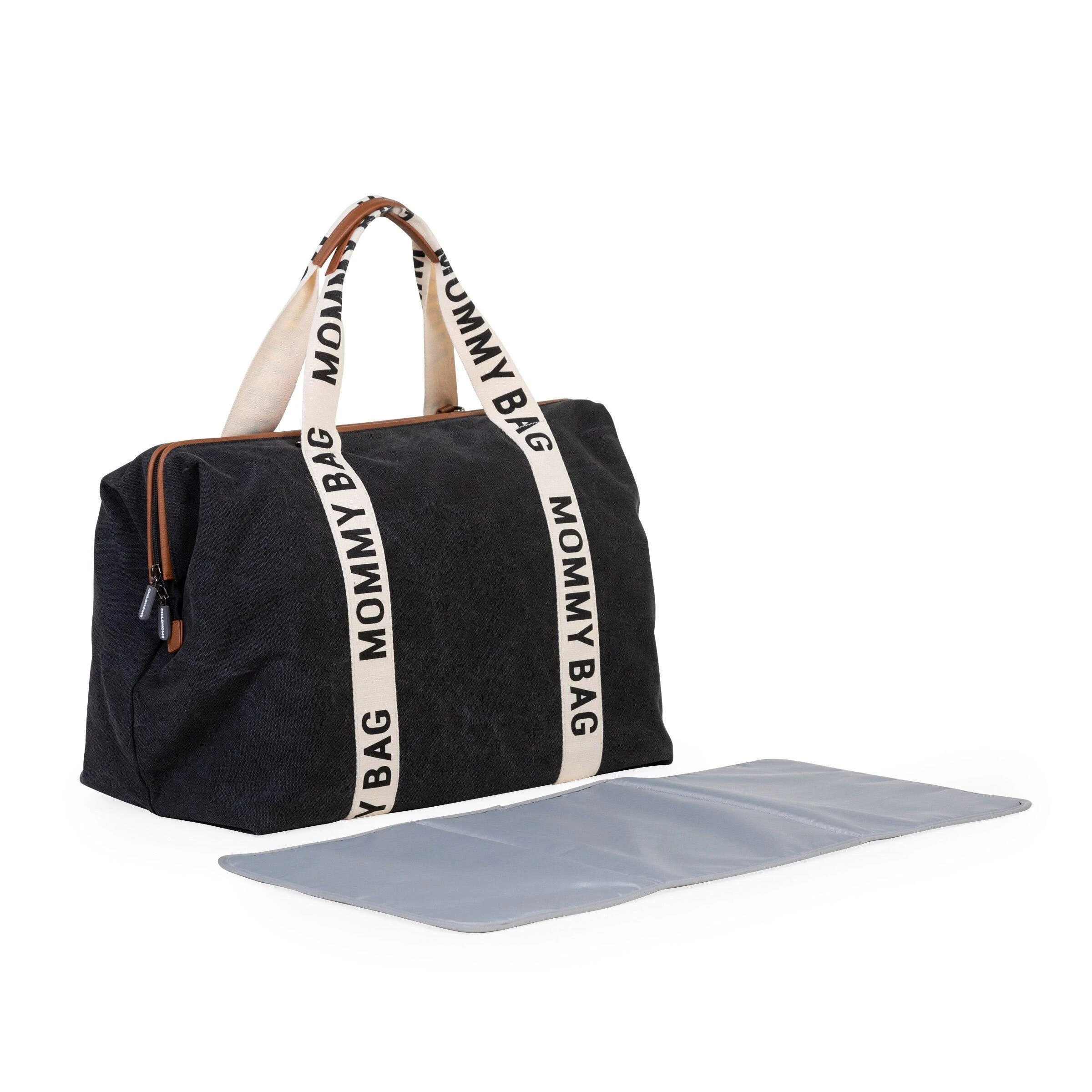 CHILDHOME DIDELIS MAMOS REIKMENŲ KREPŠYS MOMMY BAG SIGNATURE, CANVAS – Juodas