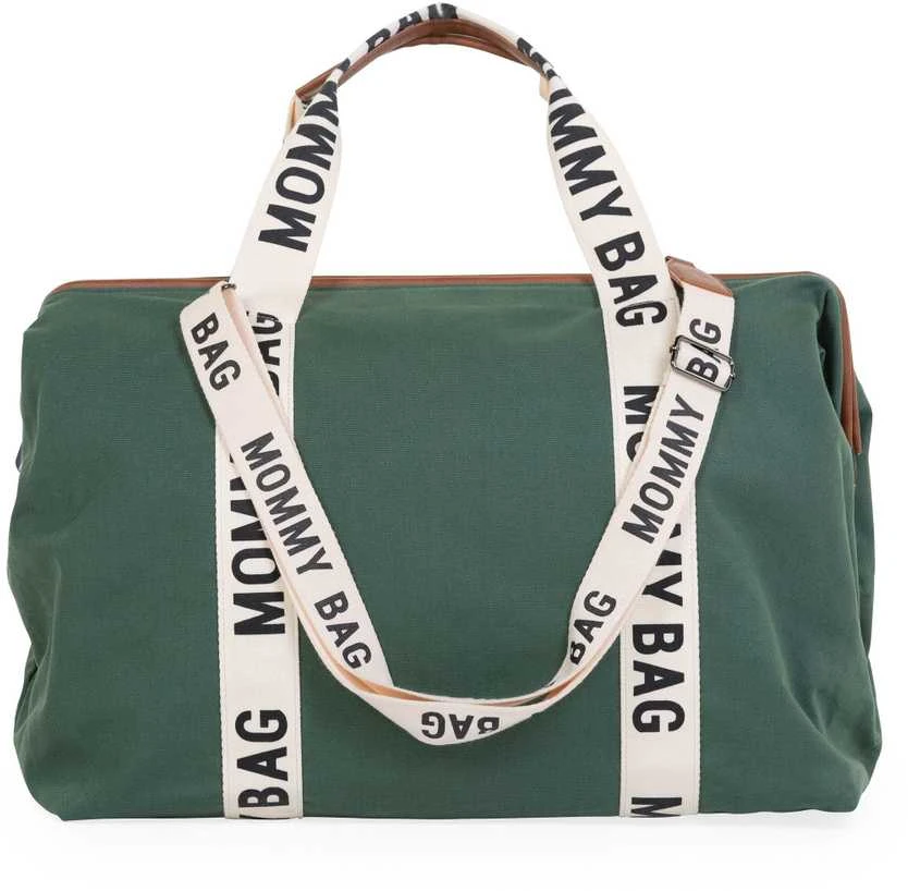 CHILDHOME DIDELIS MAMOS REIKMENŲ KREPŠYS MOMMY BAG SIGNATURE, CANVAS – Žalias