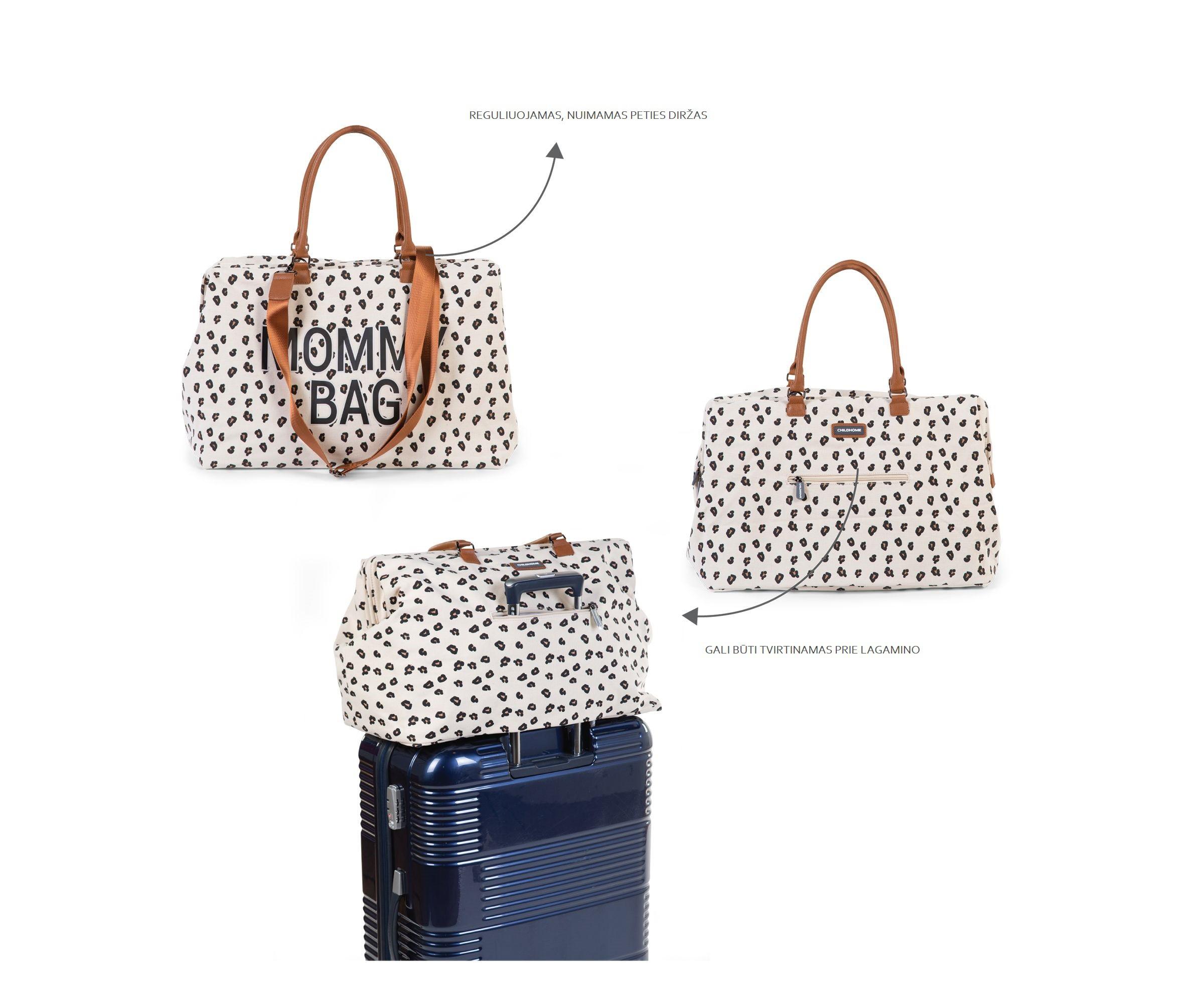 CHILDHOME DIDELIS MAMOS REIKMENŲ KREPŠYS MOMMY BAG, LEOPARD