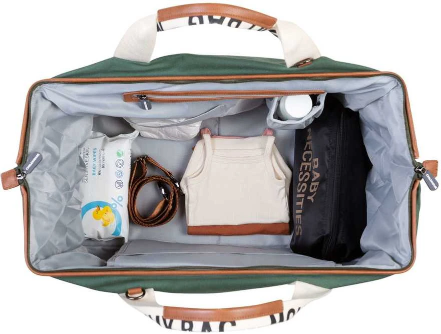 CHILDHOME DIDELIS MAMOS REIKMENŲ KREPŠYS MOMMY BAG SIGNATURE, CANVAS – Žalias