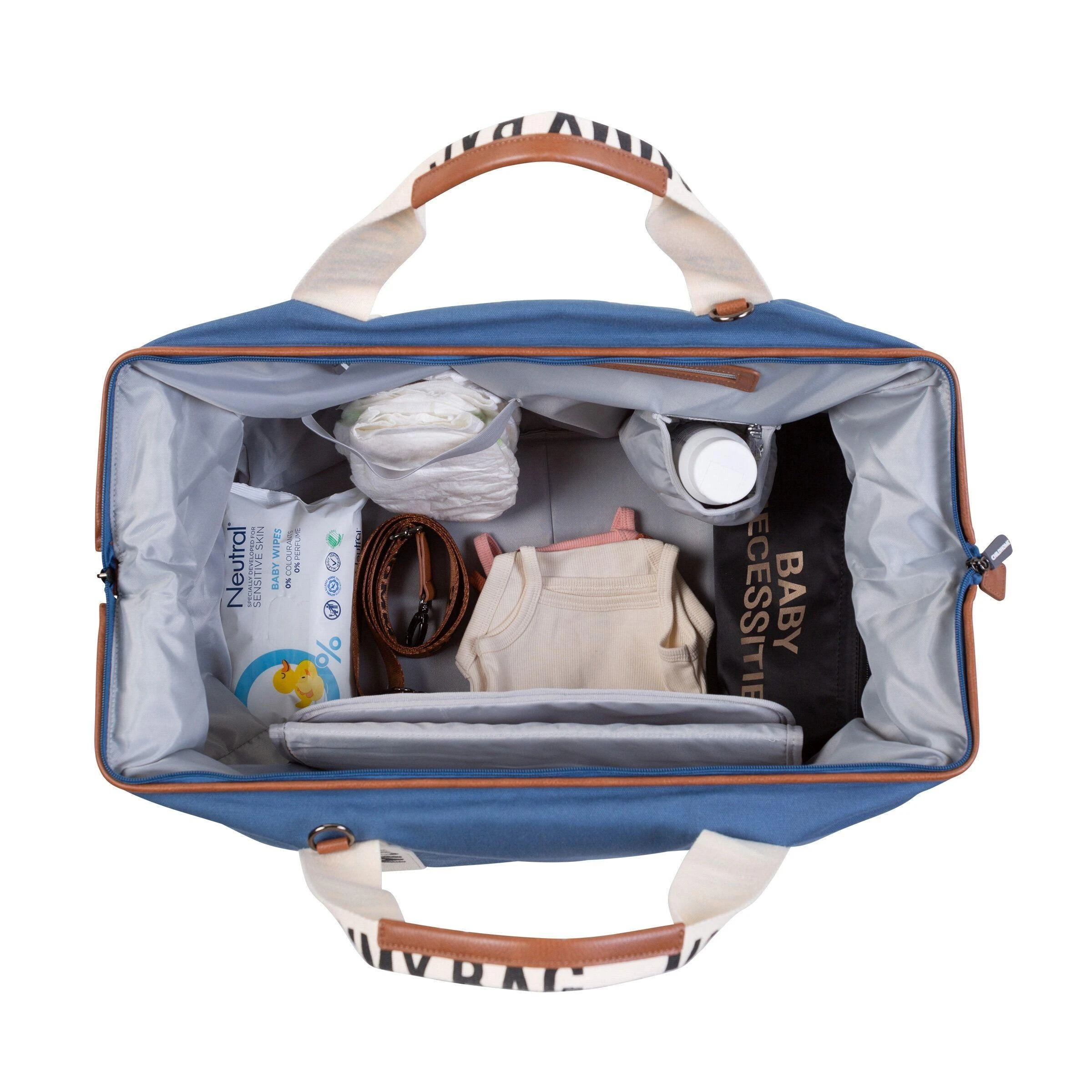 CHILDHOME DIDELIS MAMOS REIKMENŲ KREPŠYS MOMMY BAG SIGNATURE, CANVAS – INDIGO