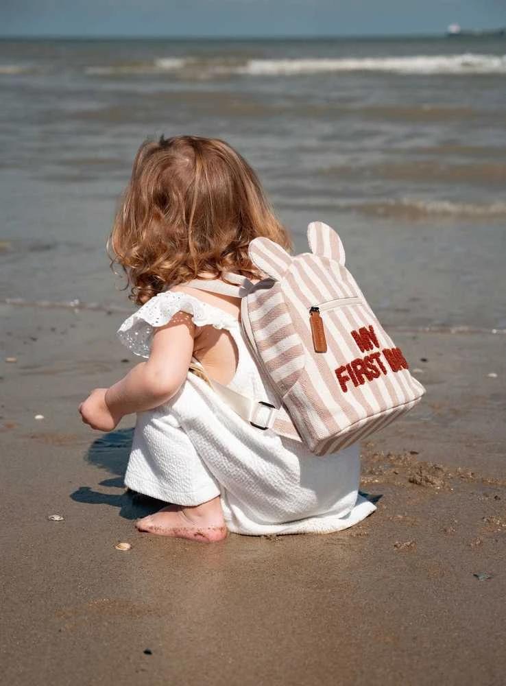 CHILDHOME VAIKIŠKA KUPRINĖ MY FIRST BAG, STRIPES NUDE/TERRACOTTA