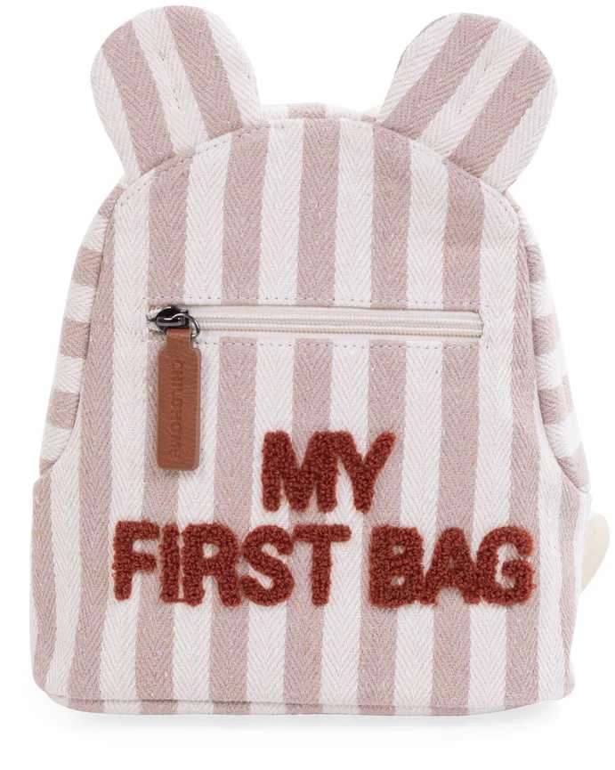 CHILDHOME VAIKIŠKA KUPRINĖ MY FIRST BAG, STRIPES NUDE/TERRACOTTA