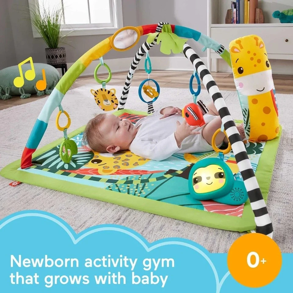 Lavinamasis kilimėlis Fisher-Price 3-in-1 Rainforest Sensory Gym, su atogrąžų miško gyvūnais (FPHJW08)