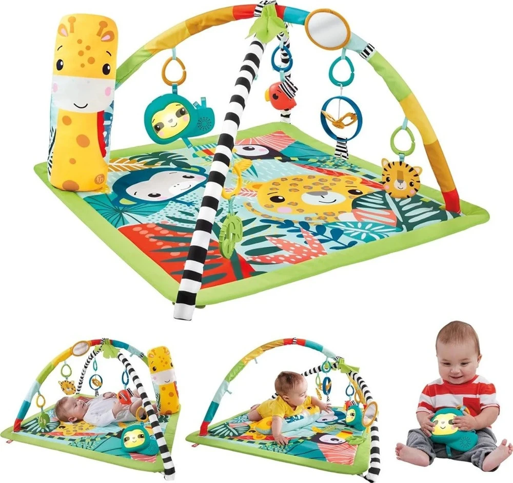 Lavinamasis kilimėlis Fisher-Price 3-in-1 Rainforest Sensory Gym, su atogrąžų miško gyvūnais (FPHJW08)