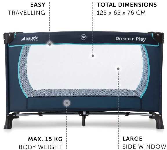 HAUCK lovelė - maniežas Dream N Play Plus Navy/Aqua 603666