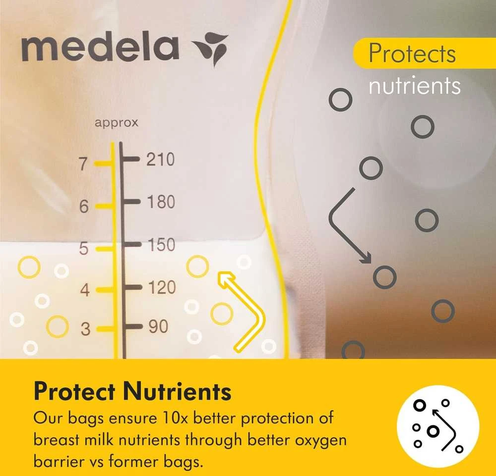 MEDELA EASY POUR MOTINOS PIENO LAIKYMO MAIŠELIAI, 210 ML, 100 VNT.