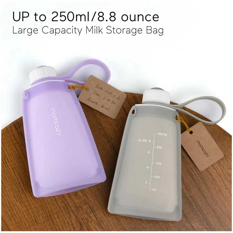 MOMCOZY DAUGKARTINIAI SILIKONINIAI PIENO IR MAISTO LAIKYMO MAIŠELIAI, 5 VNT., RAUSVI