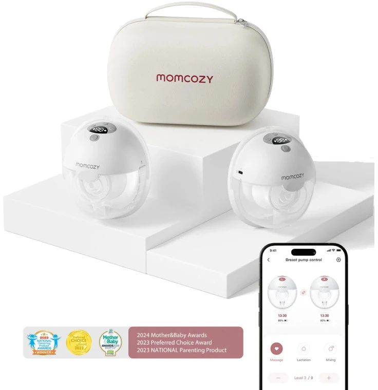 Momcozy M5 krūties pompa su programėlės valdymu – dvigubas rinkinys Pilkas