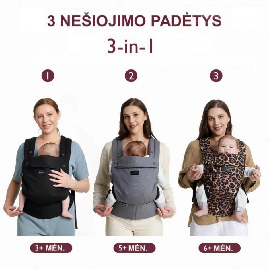 MOMCOZY ERGONOMINĖ KŪDIKIŲ NEŠIOKLĖ, PILKA