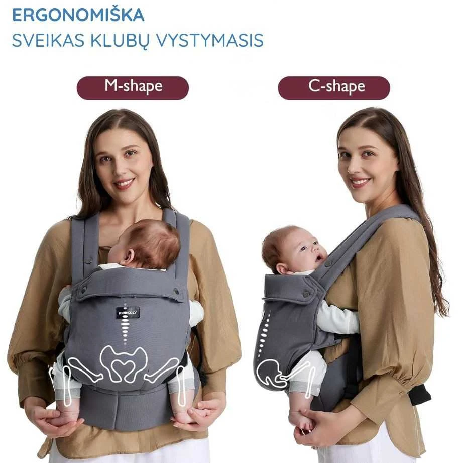 MOMCOZY ERGONOMINĖ KŪDIKIŲ NEŠIOKLĖ, PILKA