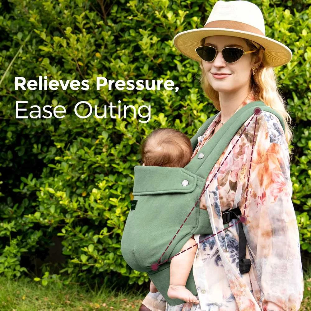 MOMCOZY ERGONOMINĖ KŪDIKIŲ NEŠIOKLĖ PUREHUG IŠ NATŪRALAUS LINO, SAGE Žalias