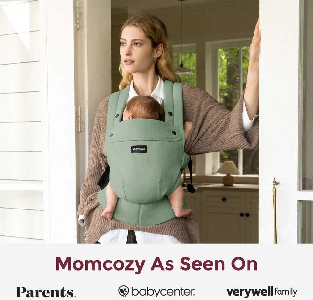 MOMCOZY ERGONOMINĖ KŪDIKIŲ NEŠIOKLĖ PUREHUG IŠ NATŪRALAUS LINO, SAGE Žalias