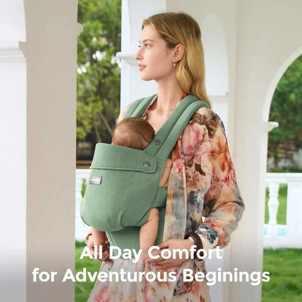 MOMCOZY ERGONOMINĖ KŪDIKIŲ NEŠIOKLĖ PUREHUG IŠ NATŪRALAUS LINO, SAGE Žalias