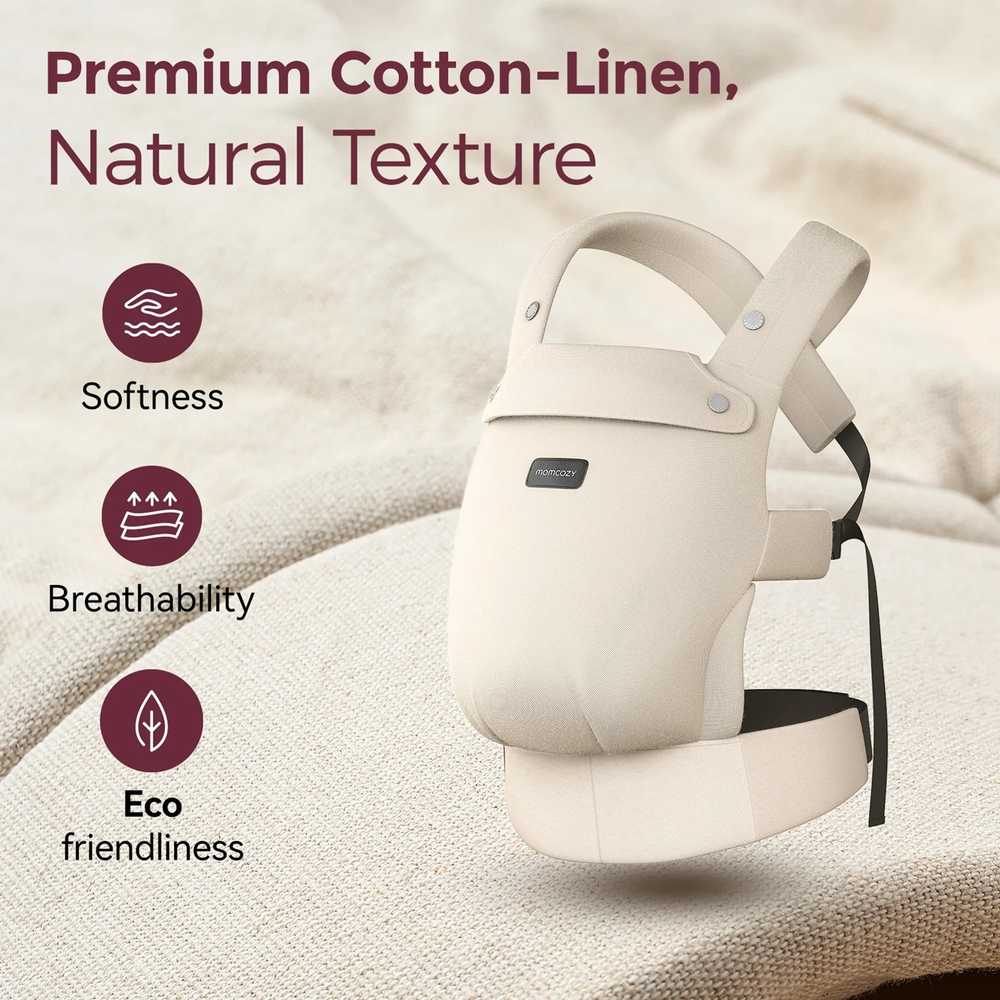 MOMCOZY ERGONOMINĖ KŪDIKIŲ NEŠIOKLĖ PUREHUG IŠ NATŪRALAUS LINO, LIGHT AMBER