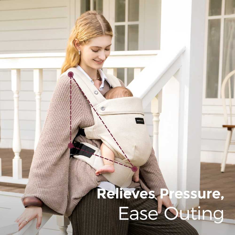 MOMCOZY ERGONOMINĖ KŪDIKIŲ NEŠIOKLĖ PUREHUG IŠ NATŪRALAUS LINO, LIGHT AMBER