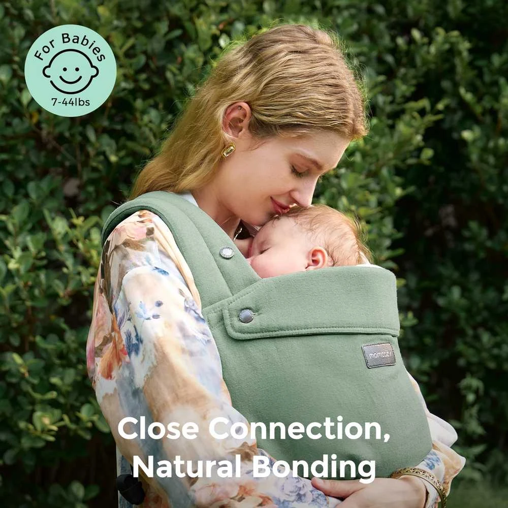 MOMCOZY ERGONOMINĖ KŪDIKIŲ NEŠIOKLĖ PUREHUG IŠ NATŪRALAUS LINO, SAGE Žalias