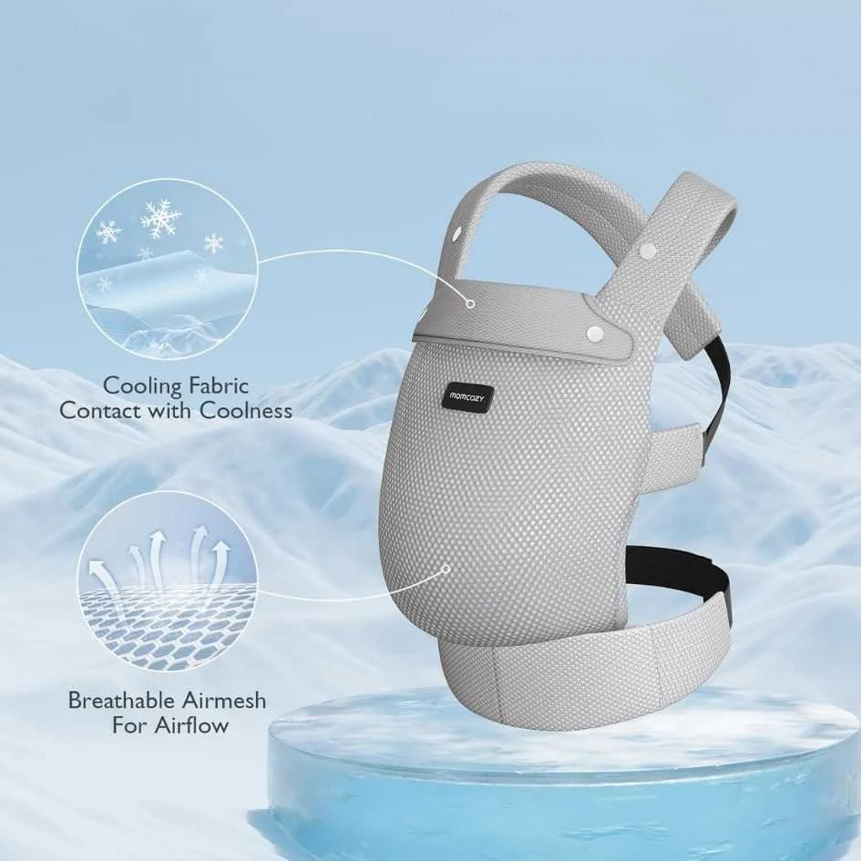 MOMCOZY ERGONOMINĖ KŪDIKIŲ NEŠIOKLĖ SU TINKLELIU, PILKA