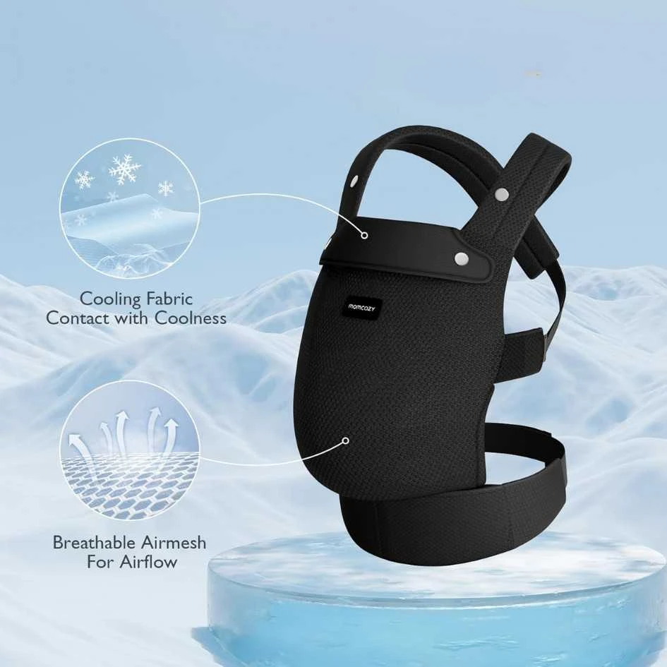 MOMCOZY ERGONOMINĖ KŪDIKIŲ NEŠIOKLĖ SU TINKLELIU, JUODA